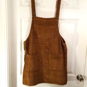 Wild Fable brand brown corduroy coverall dress with button detail and pockets